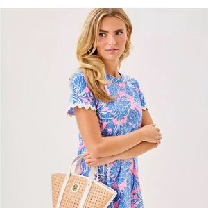 Lilly Pulitzer Pink and Blue Leaf Print Top